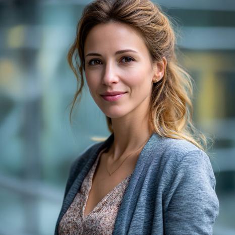 business-portrait-einer-frau-im-hellen-glasgang
